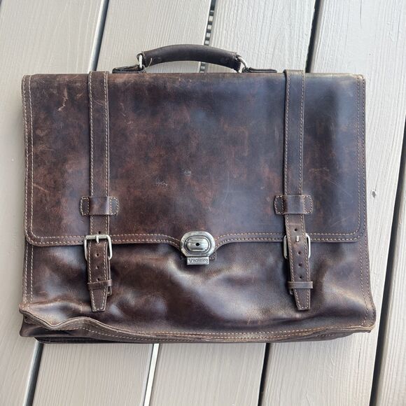 RONCATO Vintage Retro Italian leather attaché briefcase excellent patina brown